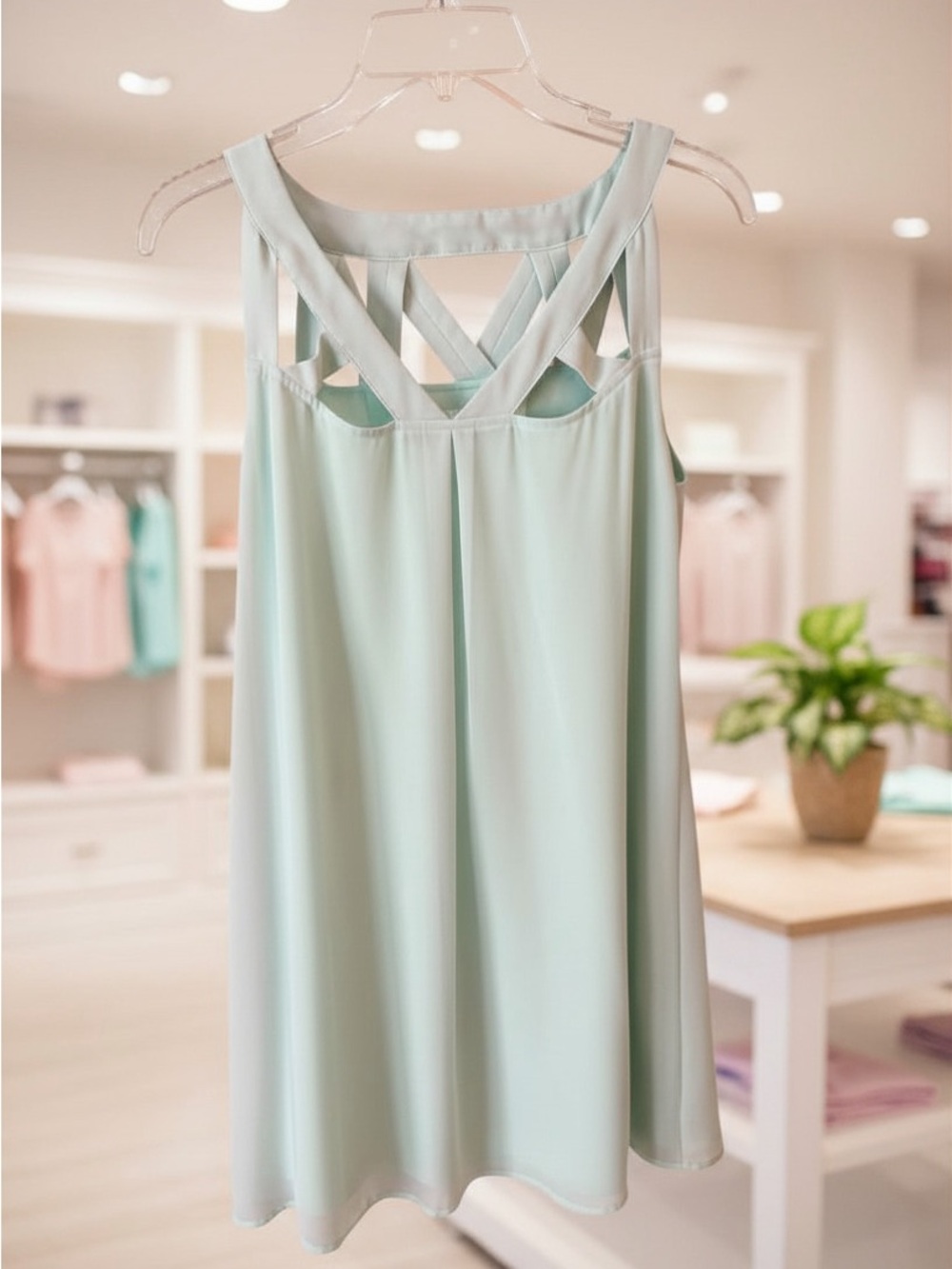 Peach Love California Mint Green Mini Dress with Crisscross‎ Back
